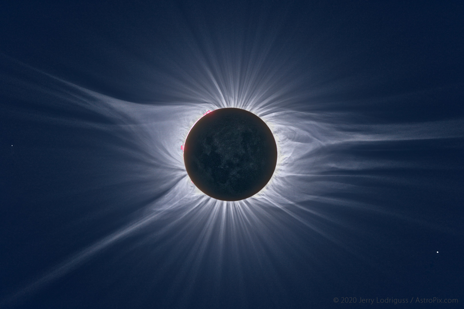The subtle and ethereal beauty of the corona, the Sun's outer atmosphere, is seen in a High-Dynamic-Range composite image of the total solar eclipse on August 21, 2017 from Bandit Springs, Oregon in the United States.