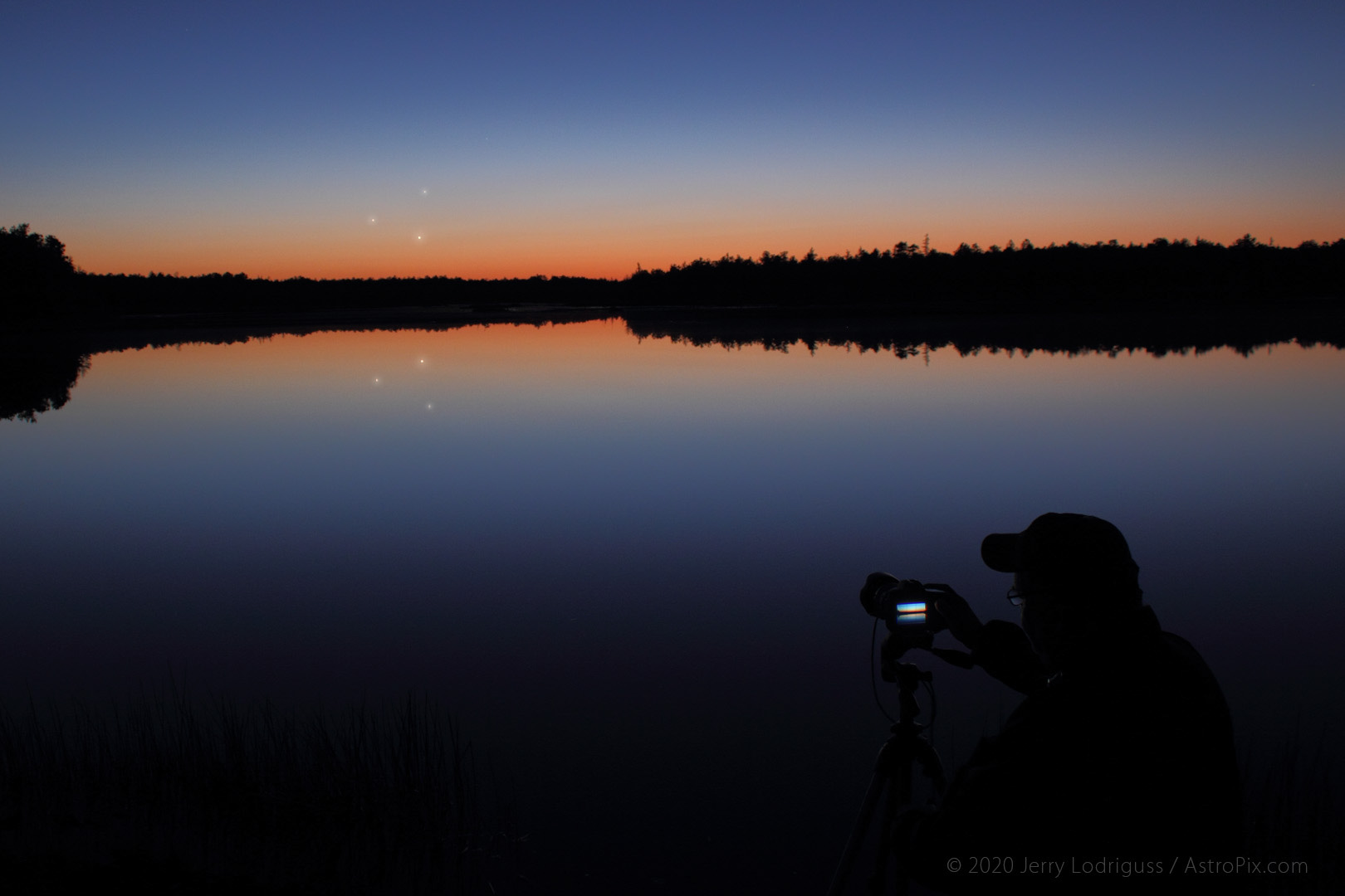 Venus, Jupiter, Mercury in appulse.