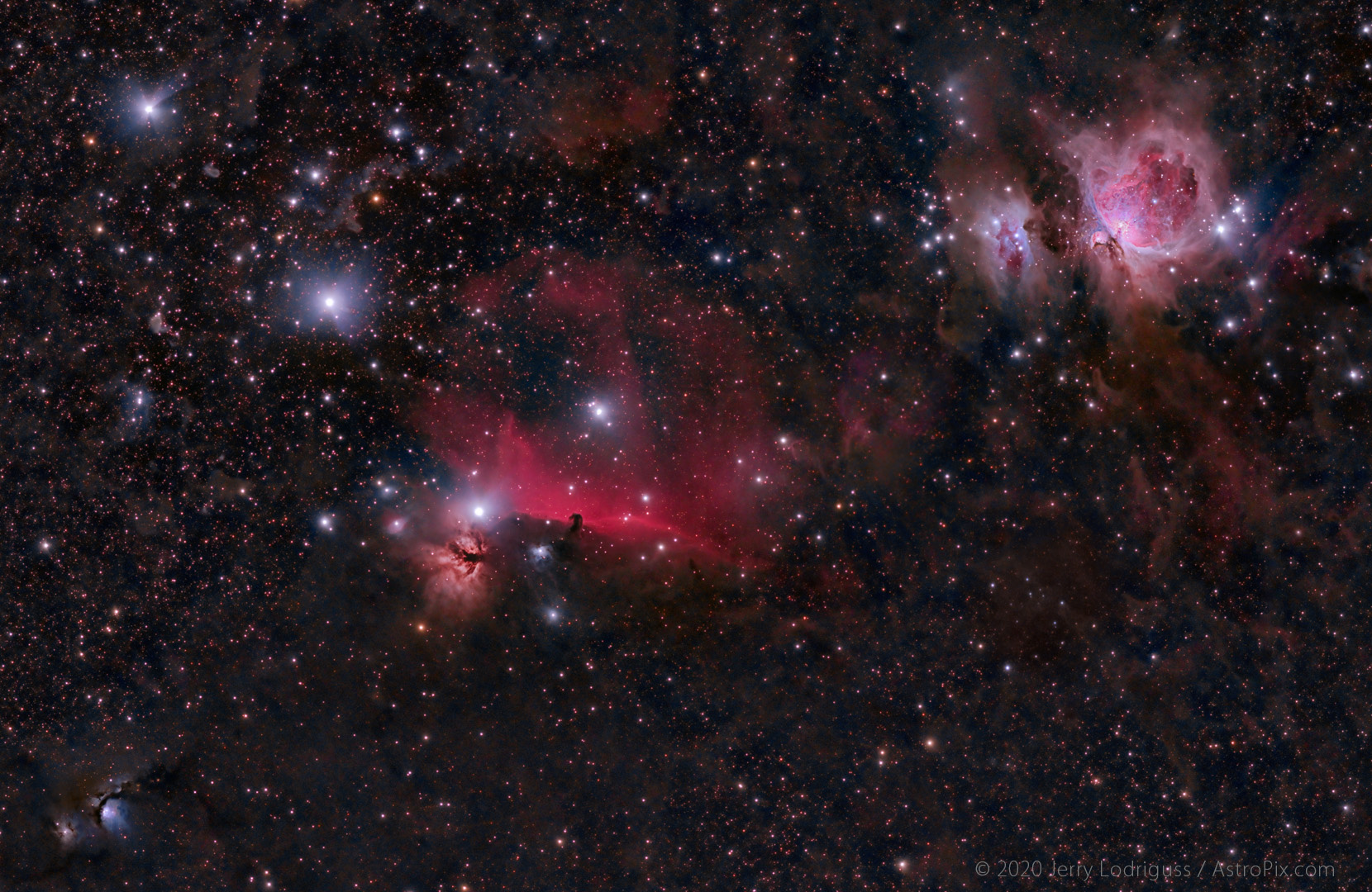 B33, M42, M78 area in Orion.