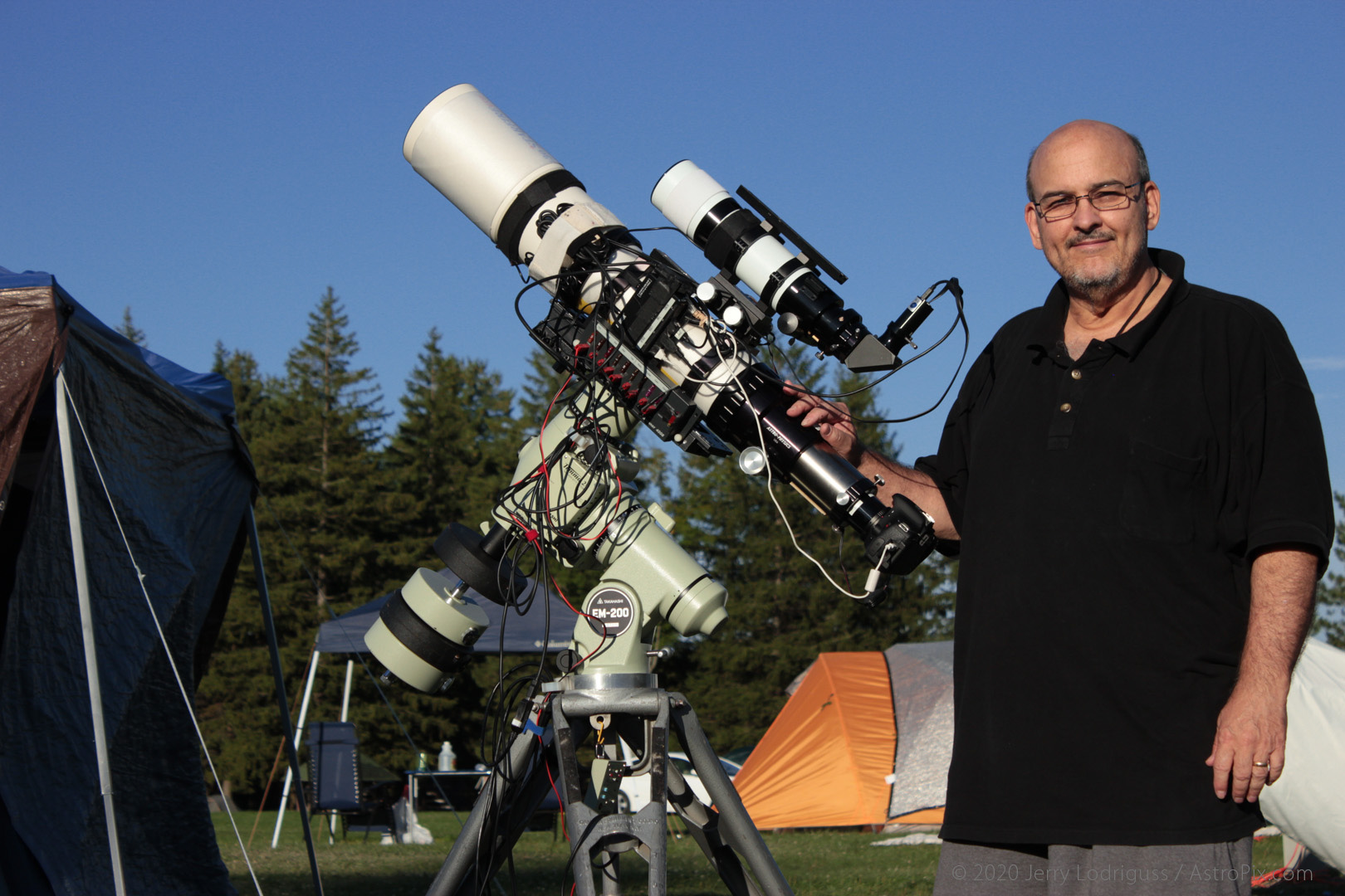 AP 130EDF-GT, Takahashi EM200 mount, AT65EDQ guidescope, Lodestar autoguider, Canon T2i DSLR camera. Cherry Springs, 2014.