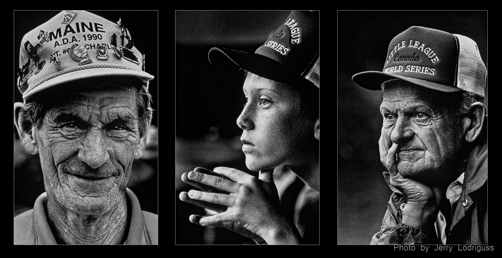 Volunteers, players and coaches all contribute to the sucess of the Little League. Here are, from left, portraits of volunteer Charlie Perry of Portland, Maine, Canadan player Jayson Bay, and Canada coach Andy Nilesky.