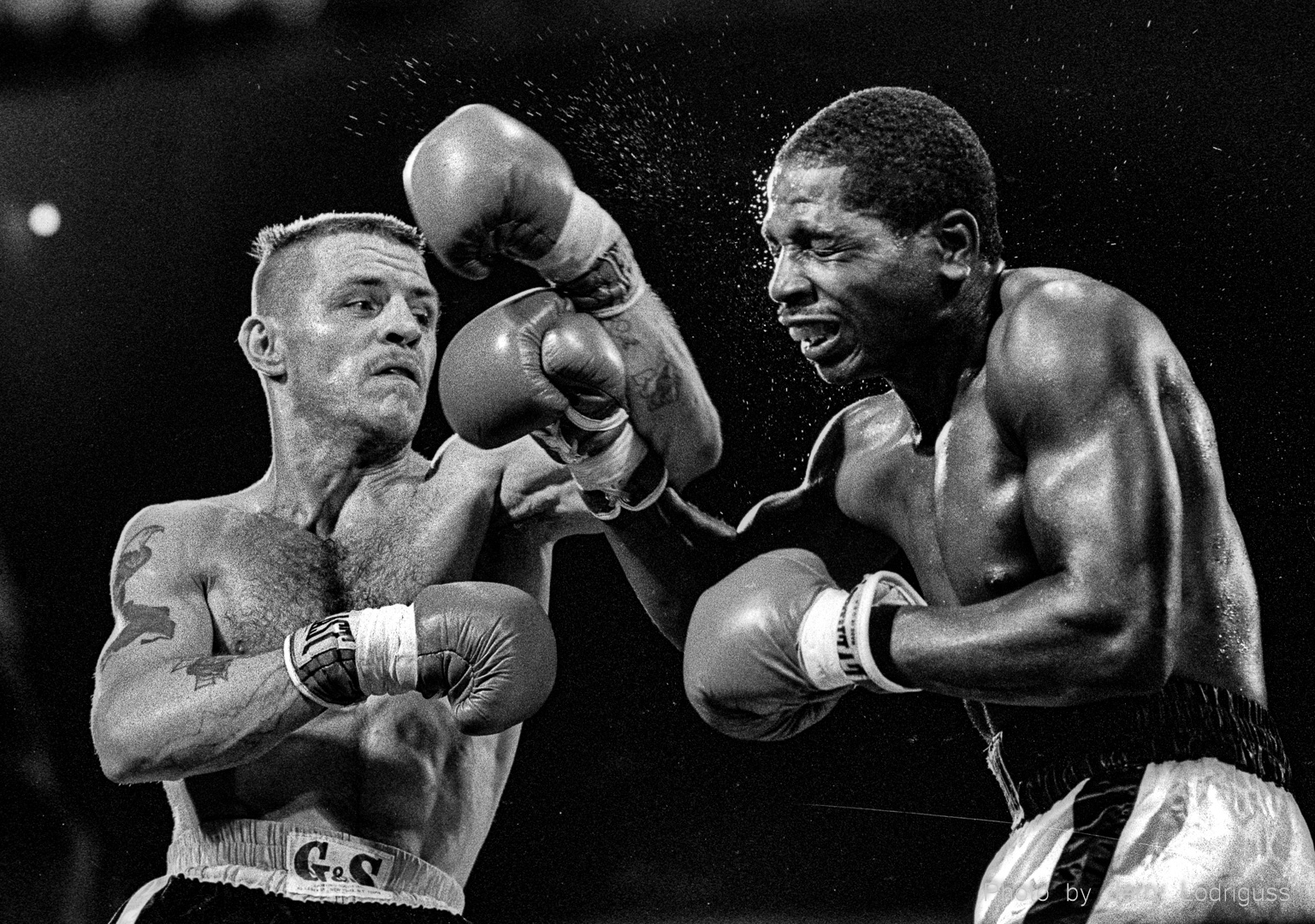 Chris Organtini hits his opponenty with a left during his victory at the Blue Horizon Boxing Club.