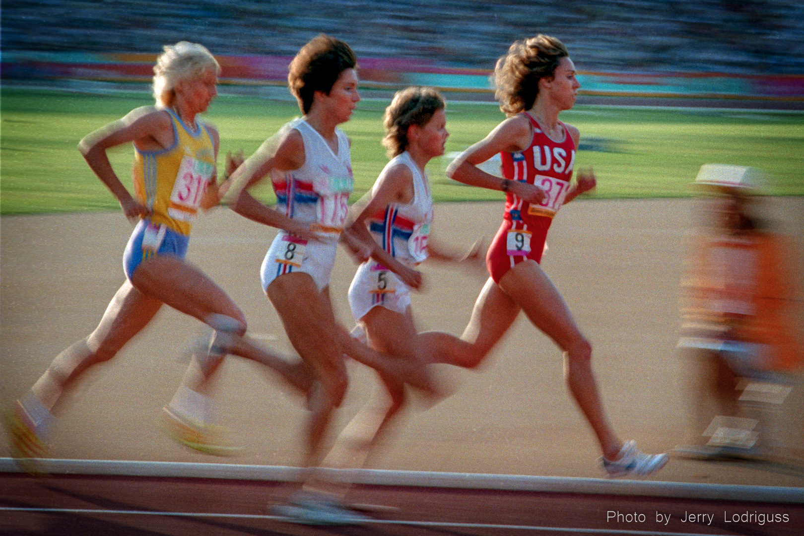 In the most anticipated event of the 1984 Olympics, America's sweetheart Mary Decker leads, with Britain's 18-year-old Zola Budd in second place as they face off in the women's 3000 meter finals in Los Angeles.  <br /><br />Decker, the reigning world champion in the 3,000 meters, was heavily favored to win a gold medal in front of her home fans in Los Angeles after missing the 1976 Olympics due to an injury, and also the 1980 games because of the U.S. boycott of the Moscow Olympics. Time was running out for her to win an Olympic medal.