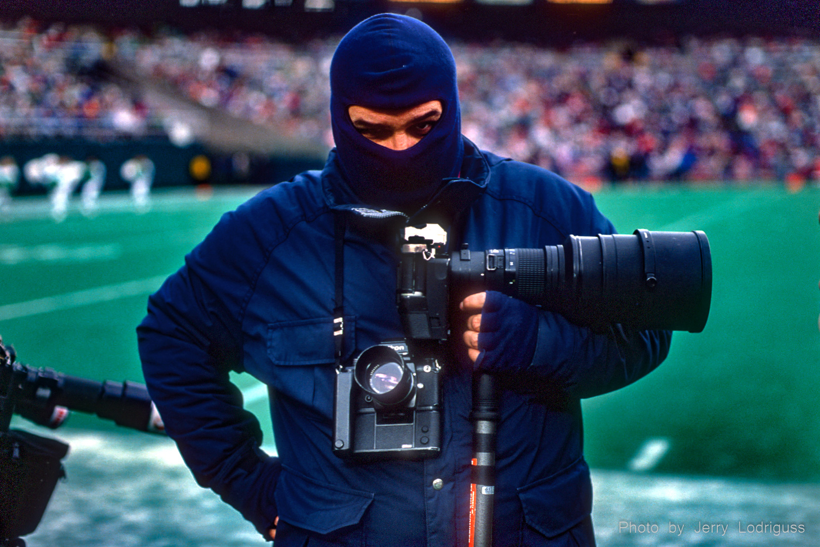 Middle-age mutant ninja turtle Jerry Lodriguss covers an Eagles' game at Veteran's Stadium in Philadelphia in the winter before unexpectedly, inexplicably, and mysteriously, sublimating and disappearing in a cloud of ice crystals.